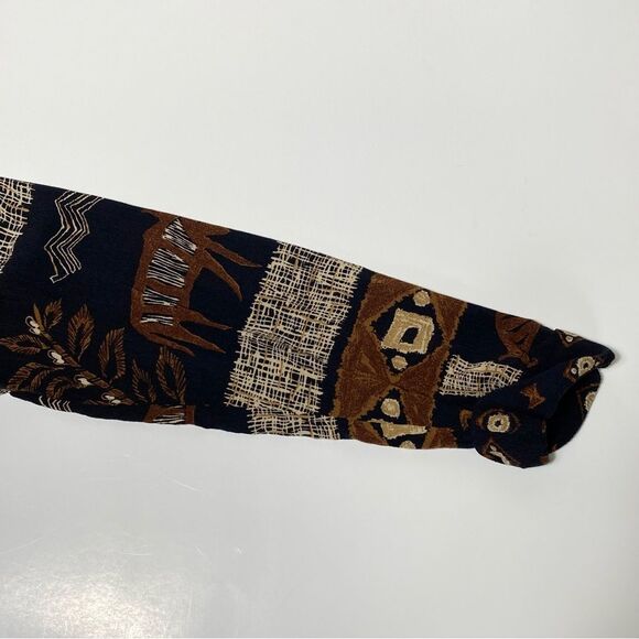 Vintage Delores Bell 100% Rayon Gauzy Boho Aztec Lightweight Cardigan Women's M - Picture 9 of 16